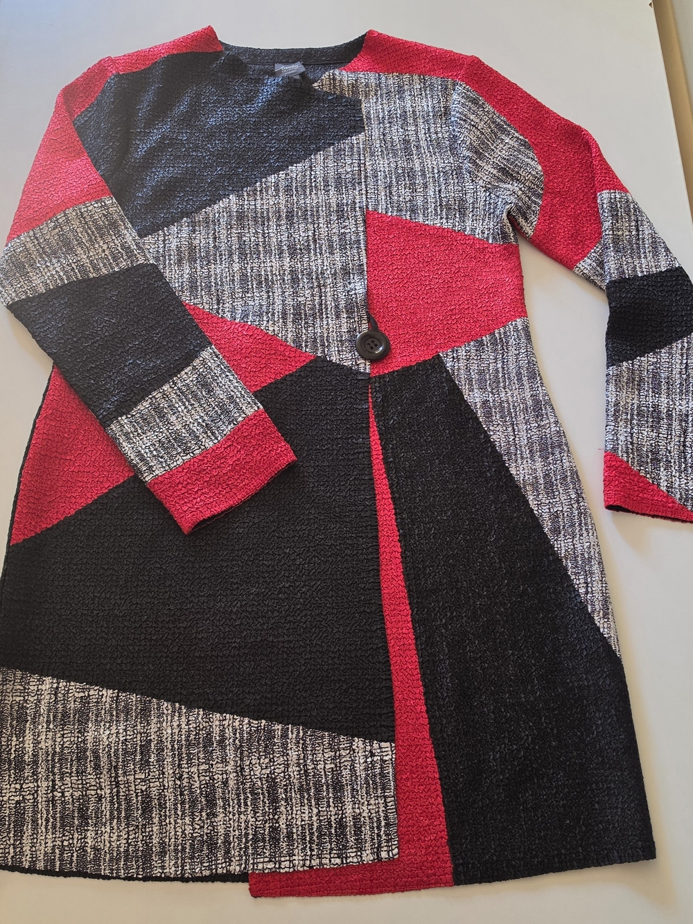Travelers Collection by Chico's Jacket Duster Size 0 (XS), Black Red